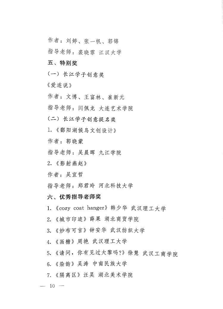 關(guān)于公布第五屆湖北省大學(xué)生文化創(chuàng)意設(shè)計大賽評選結(jié)果的通知